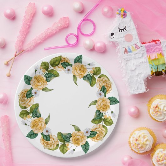 Gele tuinfeest  papieren bordje (Feest)