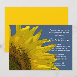 Gele Tuinzonnebloem Zomer Bruiloft Brunch Kaart
