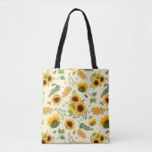 Gele tuinzonnebloemen Honingbijen Canvas tas (Voorkant)