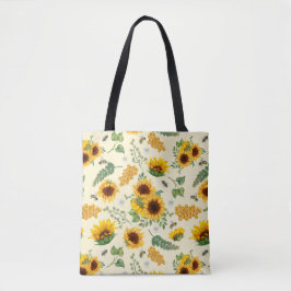 Gele tuinzonnebloemen Honingbijen Canvas tas