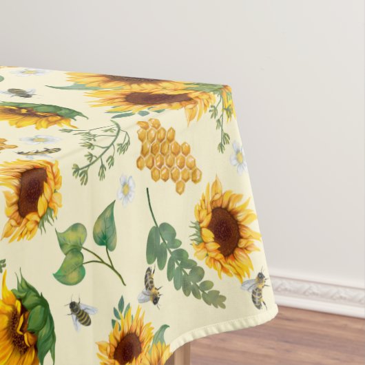 Gele tuinzonnebloemen Honingbijen Tablecloth Tafelkleed (Voorbeeld)