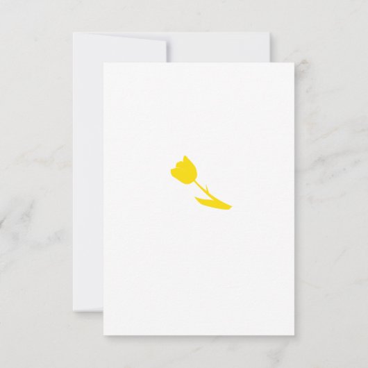 Gele Tulip Floral Navy Blue White  Weddenschap Kaart (Achterkant)