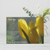 Gele Tulip Flowers Sympathie Hartelijk dank Aankondiging (Staand voorkant)