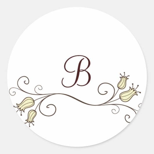 Gele Tulip Monogram Stickers (Voorkant)