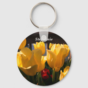 Gele Tulips & Name Sleutelhanger