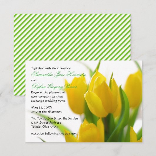 Gele Tulp - 3x5 Trouw Uitnodiging (Voorkant / Achterkant)