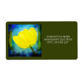 Gele Tulp Blauw Groen Aquarel Verzendlabel (Voorkant)