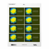Gele Tulp Blauw Groen Aquarel Verzendlabel (Full Sheet)