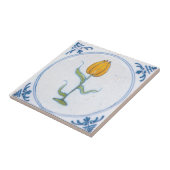  gele tulp blauw wit delft tegeltje (Zijkant)