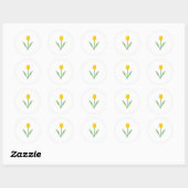 Gele Tulp Bloem. Ronde Sticker (Vel)