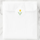 Gele Tulp Bloem. Ronde Sticker (Tas)