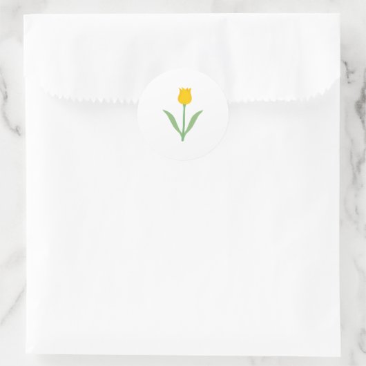 Gele Tulp Bloem. Ronde Sticker (Tas)