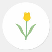 Gele Tulp Bloem. Ronde Sticker (Voorkant)