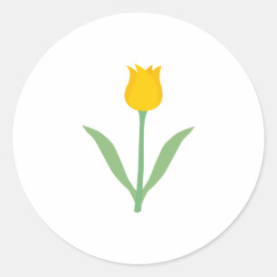 Gele Tulp Bloem. Ronde Sticker