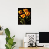 Gele Tulp Bloemen Art Print Poster (Thuiskantoor)