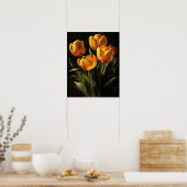 Gele Tulp Bloemen Art Print Poster (Keuken)