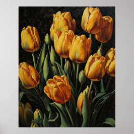 Gele Tulp Bloemen Kunstprint Poster