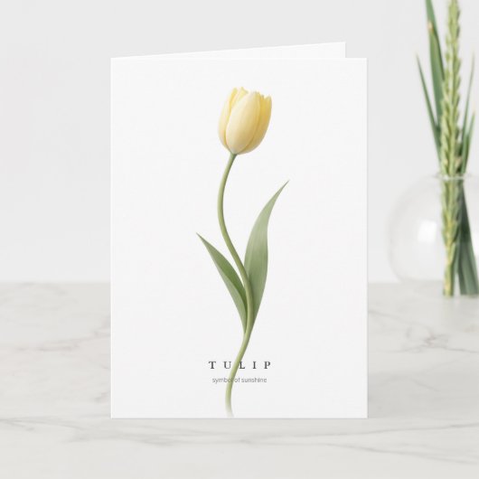 Gele Tulp Botanische Kunst Symbool van Zonneschijn Kaart (Voorkant)