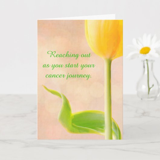 Gele Tulp Cancer Support Folded Wenskaart Kaart (Kleine Plant)