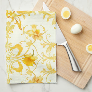 Gele Tulp Damast Paas Keukenhanddoek