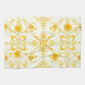 Gele Tulp Damast Paas Keukenhanddoek (Horizontaal)