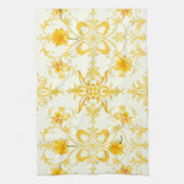 Gele Tulp Damast Paas Keukenhanddoek (Verticaal)