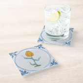 Gele Tulp  delft Art Glazen Onderzetter (Schuin)