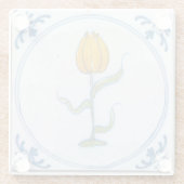 Gele Tulp  delft Art Glazen Onderzetter (Achterkant)
