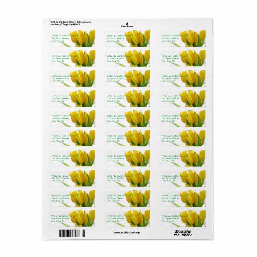 Gele Tulp - het Etiket van het Adres van de terugk (Full Sheet)