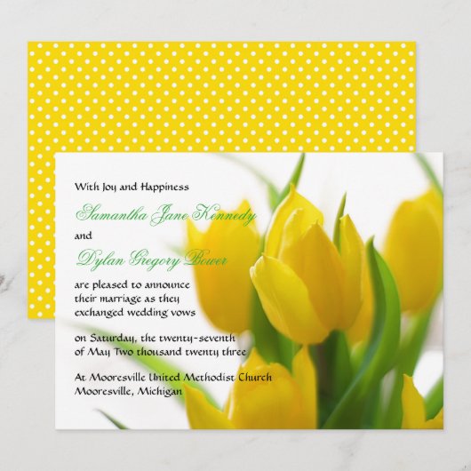 Gele Tulp - Huwelijksaankondiging Kaart (Voorkant / Achterkant)