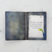 Gele tulp in blauw glas verjaardag kaart (Binnen)