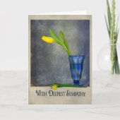 gele tulp in blauwe glassympathie kaart (Voorkant)
