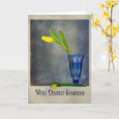 gele tulp in blauwe glassympathie kaart (Gele Bloem)