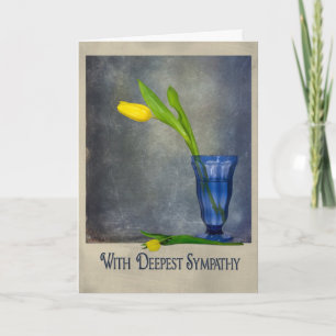 gele tulp in blauwe glassympathie kaart