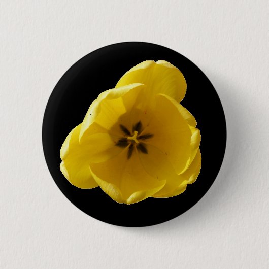 Gele Tulp Knop Ronde Button 5,7 Cm (Voorkant)