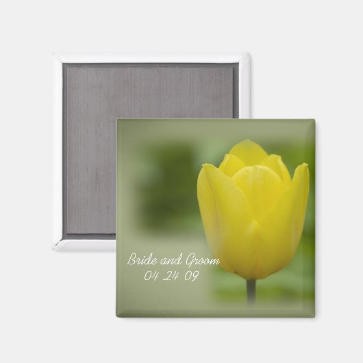 Gele Tulp Lente Bruiloft Magneet (Voorkant / Achterkant)
