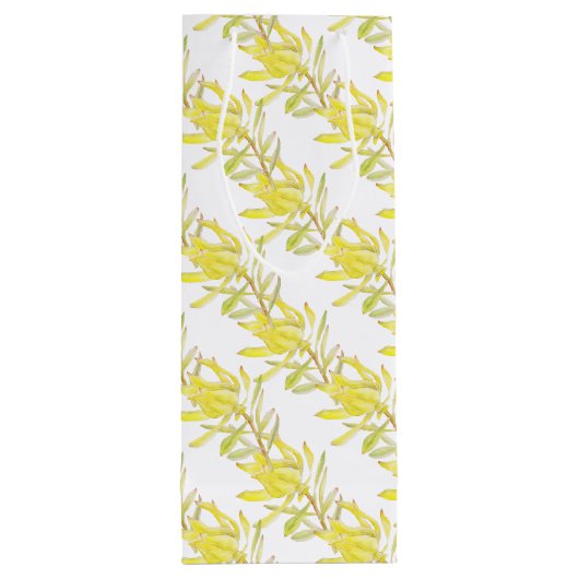 Gele tulp leucadendron waterverf wijn cadeautas (Achterkant)