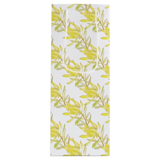 Gele tulp leucadendron waterverf wijn cadeautas (Voorkant)