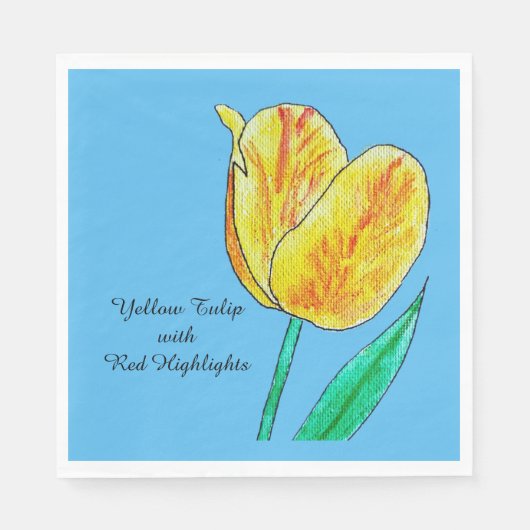 Gele Tulp Rode Accenten Servet (Voorkant)