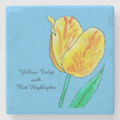 Gele Tulp Rode Accenten  Stenen Onderzetter (Voorkant)