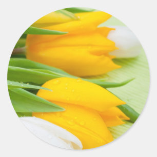 Gele tulp ronde sticker