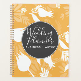 Gele Tulp Roos Bloemige Silohuette Bruiloft Planner
