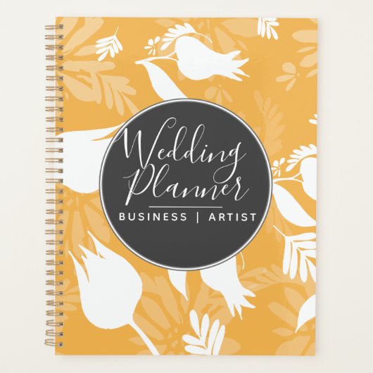 Gele Tulp Roos Bloemige Silohuette Bruiloft Planner (Voorkant)