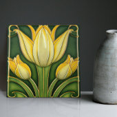 Gele Tulp Symmetrische Muur Decor Art Nieuwe Tegeltje