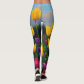 gele tulp tuin olieverf, leggings (Achterkant)