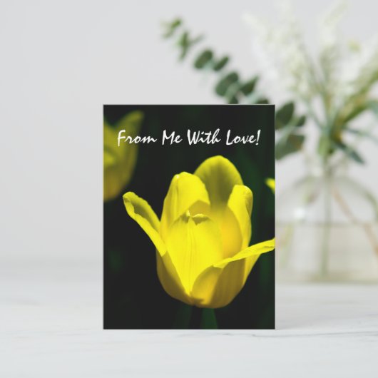 Gele tulp - van mij met liefde briefkaart (Staand voorkant)