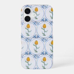 Gele Tulp Vintage Delft Kunst Papier Coaster iPhone 16 Hoesje
