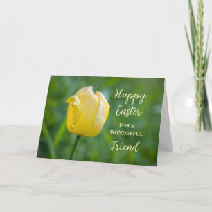 Gele Tulp Vriend Gelukkig Pasen Feestdagen Kaart