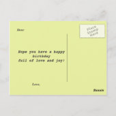 gele tulpbloem briefkaart (Achterkant)