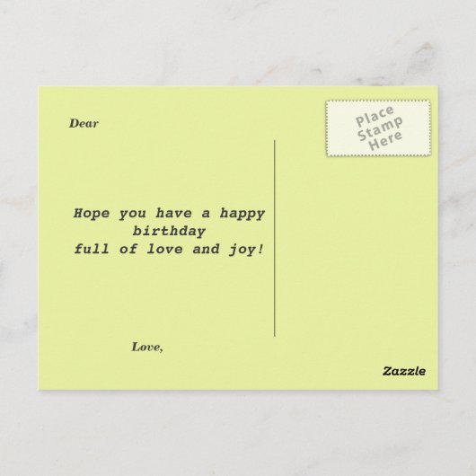 gele tulpbloem briefkaart (Achterkant)